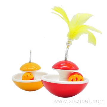 Plastic cat toy with bell ball cat teaser